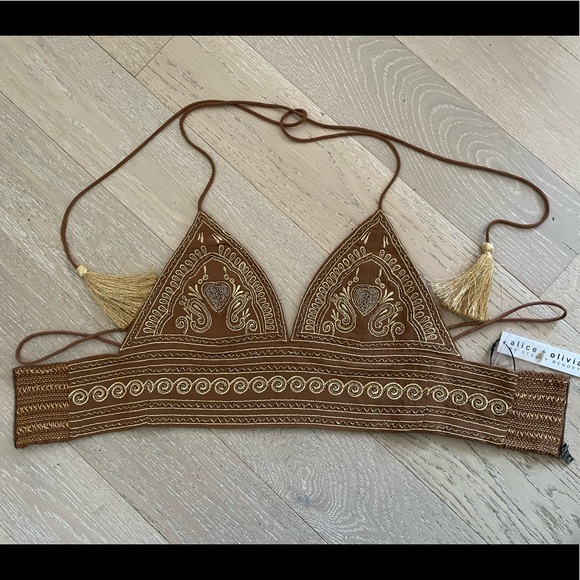 Alice & Olivia Camel / Gold Top - Picture 1 of 7